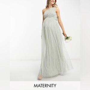 asos Anaya With Love Maternity Bridesmaid tulle one-shoulder maxi dress